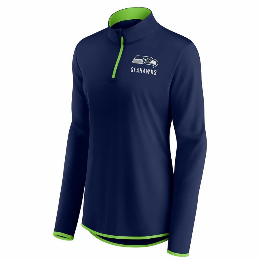 Clothing * | Women'S Fanatics Branded College Navy Seattle Seahawks Worth The Drive Quarter-Zip Top