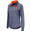 Clothing * | Women'S Colosseum Navy Illinois Fighting Illini Bikram Quarter-Zip Long Sleeve Jacket