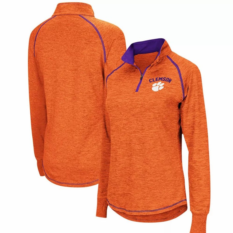 Clothing * | Women'S Colosseum Orange Clemson Tigers Bikram Quarter-Zip Pullover Jacket