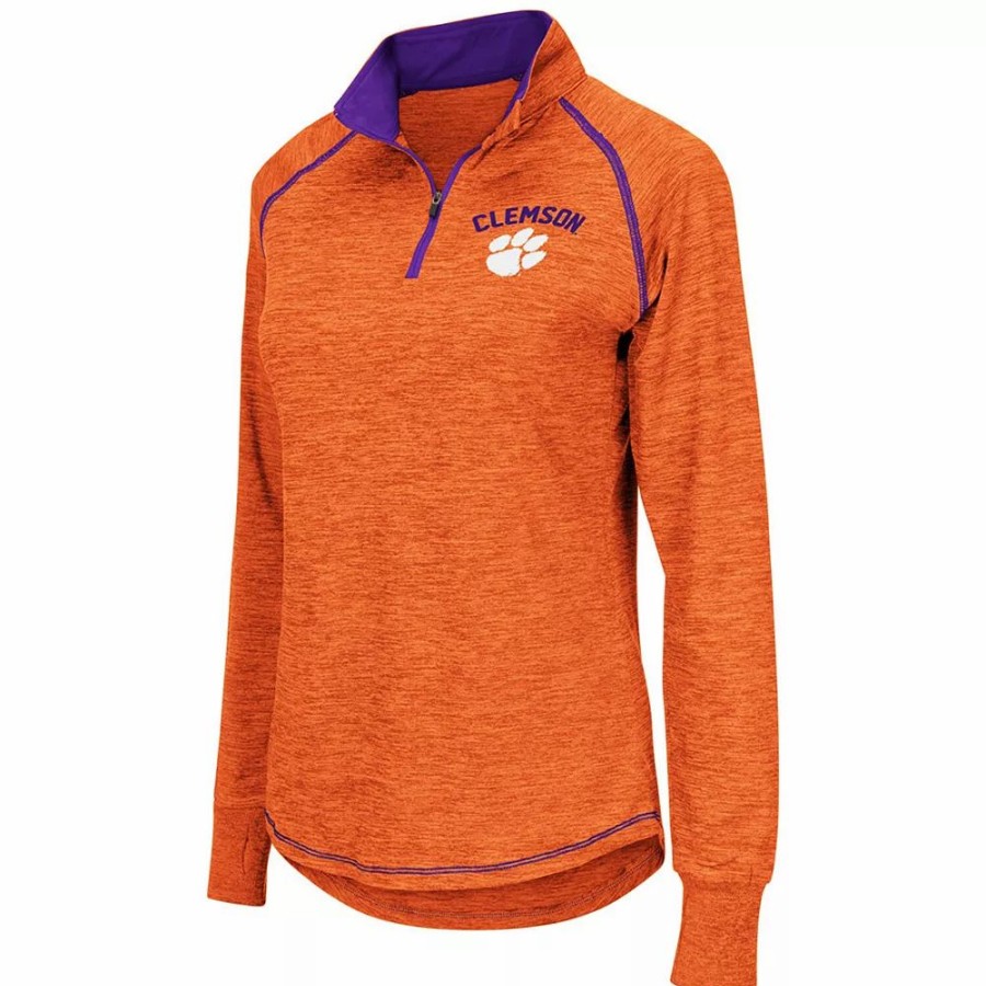 Clothing * | Women'S Colosseum Orange Clemson Tigers Bikram Quarter-Zip Pullover Jacket