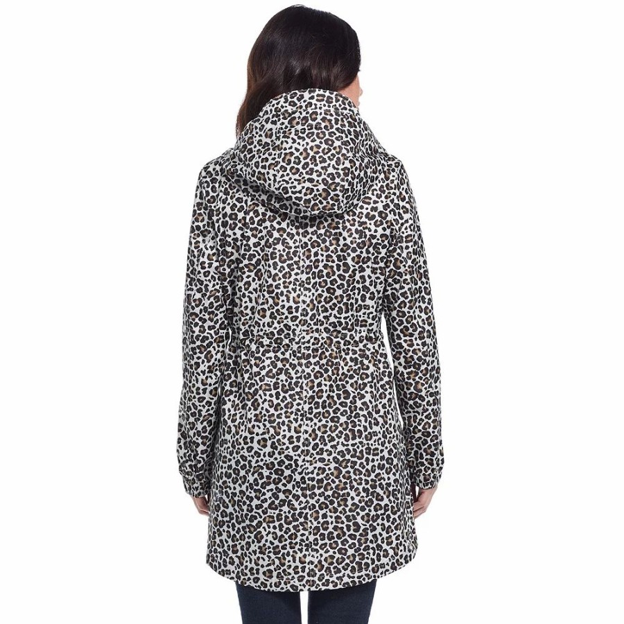 Clothing * | Women'S Weathercast Leopard-Print Hooded Packable Anorak Jacket