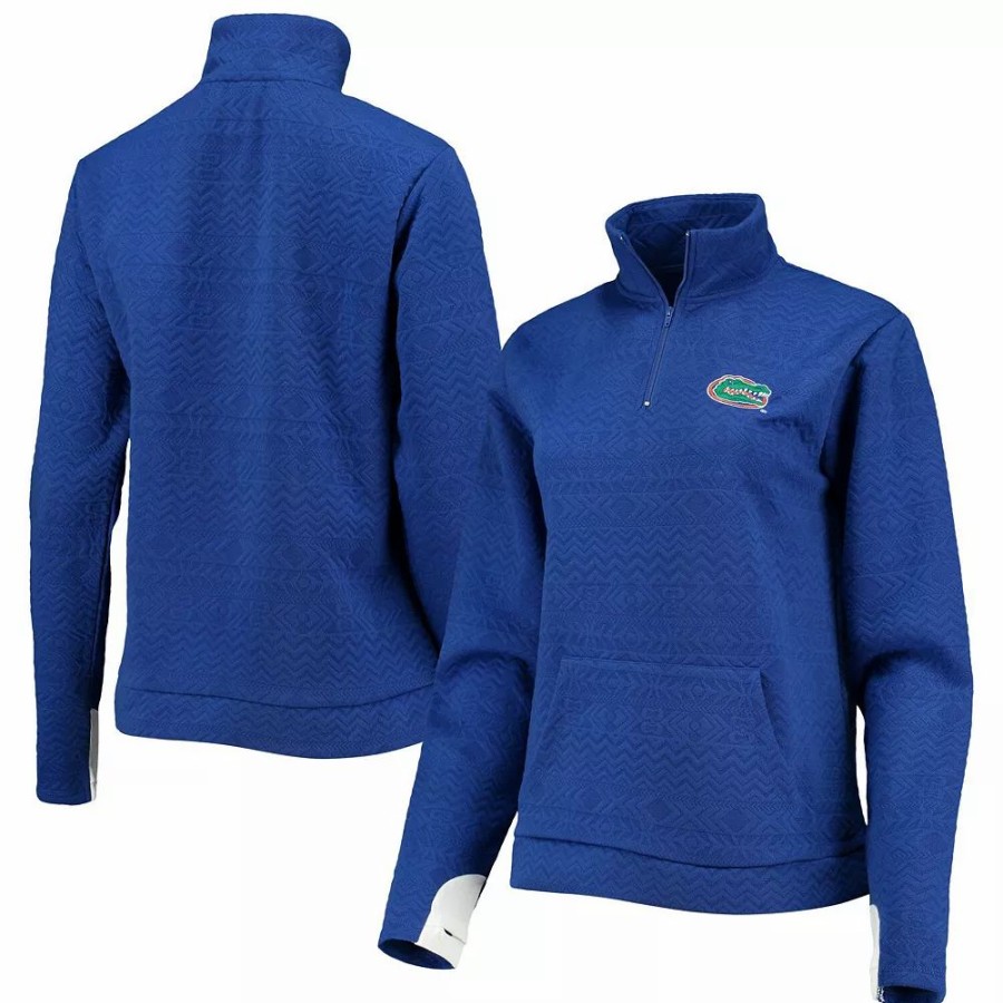 Clothing * | Women'S Gameday Couture Royal Florida Gators Embossed Quarter-Zip Jacket