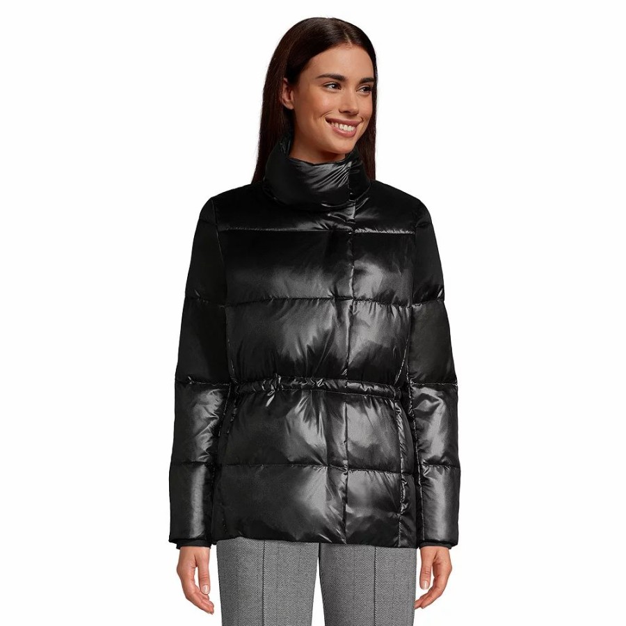 Clothing * | Petite Lands' End Quilted Wrap Down Jacket