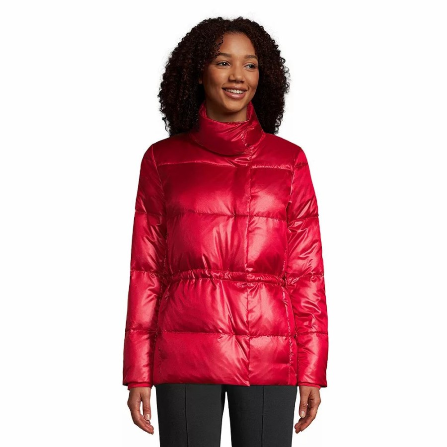 Clothing * | Petite Lands' End Quilted Wrap Down Jacket