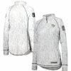 Clothing * | Women'S Colosseum White Ucf Knights Operation Hat Trick Military Appreciation Officer Arctic Camo Raglan Quarter-Zip Jacket