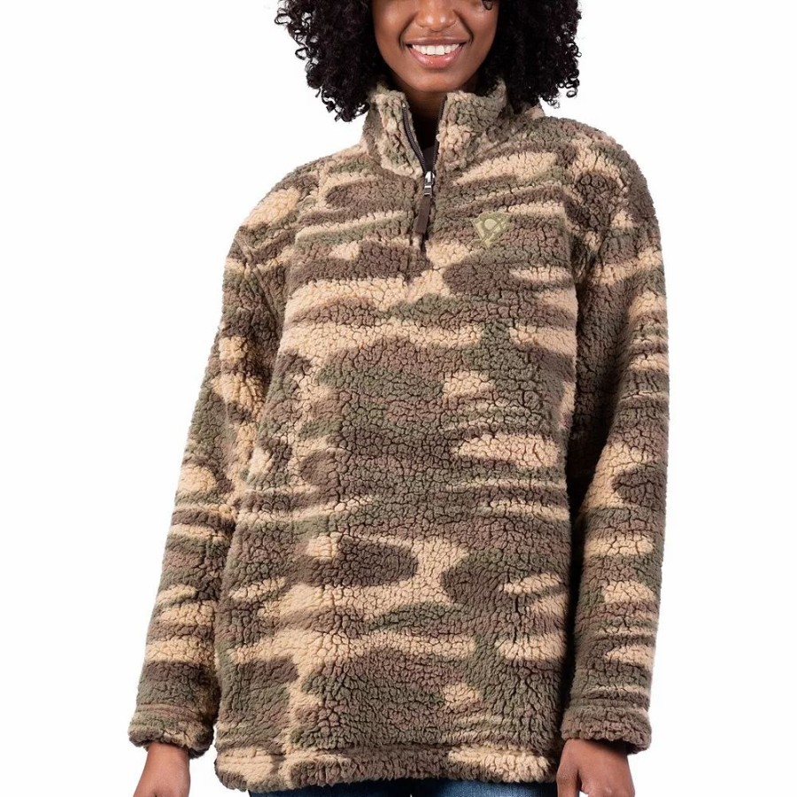 Clothing * | Women'S G-Iii Sports By Carl Banks Camo Pittsburgh Penguins Sherpa Quarter-Zip Jacket