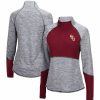 Clothing * | Women'S Colosseum Heathered Gray/Garnet Florida State Seminoles Color Block Space-Dye Raglan Quarter-Zip Top