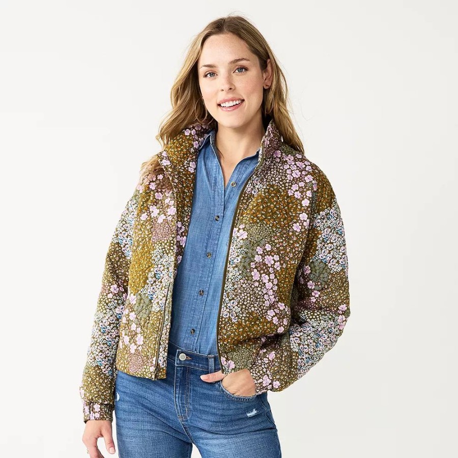 Clothing * | Women'S Sonoma Goods For Life Quilted Print Jacket