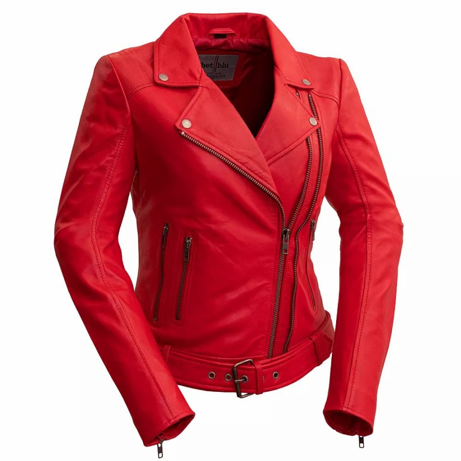 Clothing * | Women'S Whet Blu Chloe Asymmetrical Leather Jacket