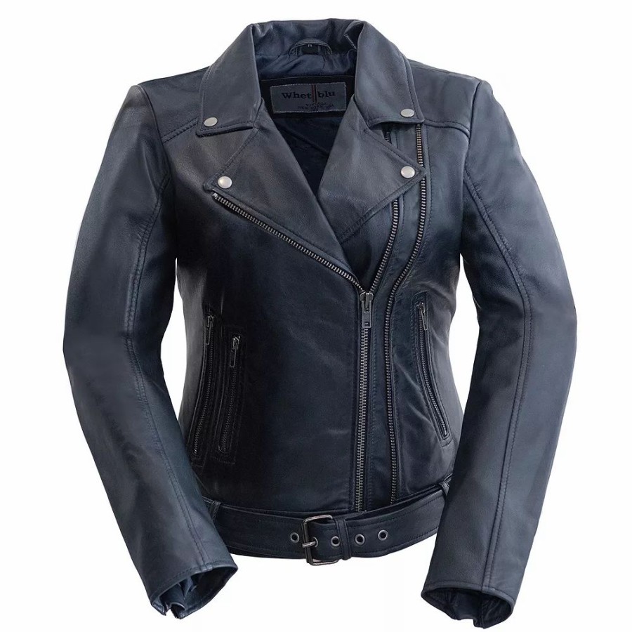 Clothing * | Women'S Whet Blu Chloe Asymmetrical Leather Jacket