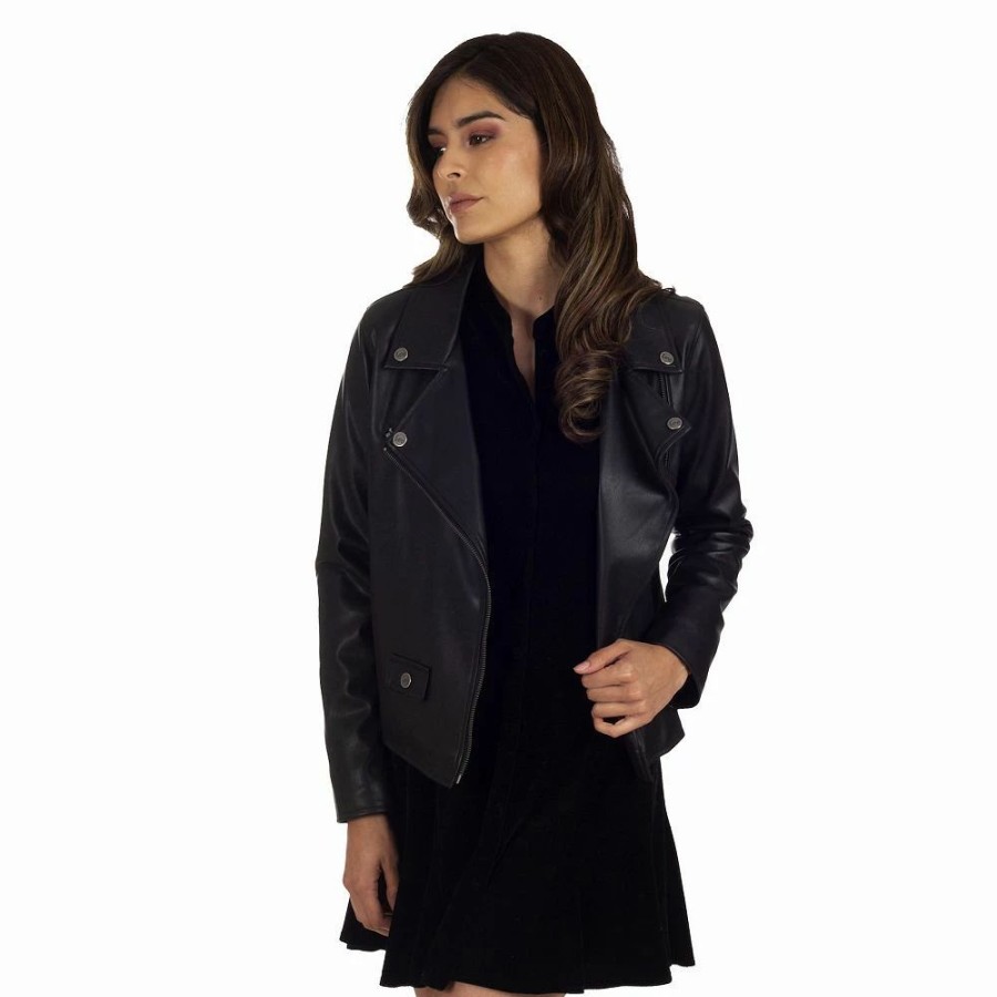 Clothing * | Women'S Lee Faux-Leather Biker Jacket