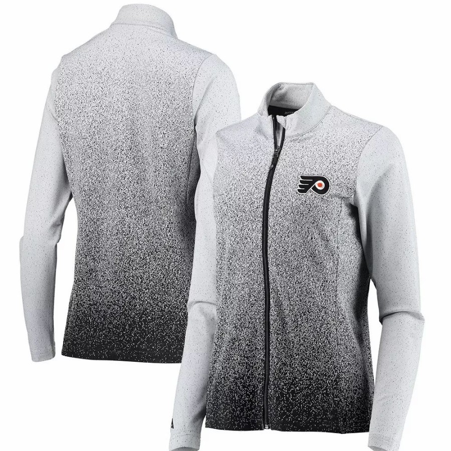 Clothing * | Women'S Antigua White/Black Philadelphia Flyers Guide Desert Dry Full-Zip Jacket