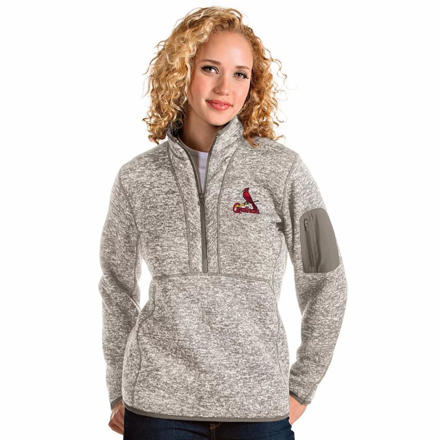 Clothing * | Women'S St. Louis Cardinals 1/2 Zip Pullover Sweater