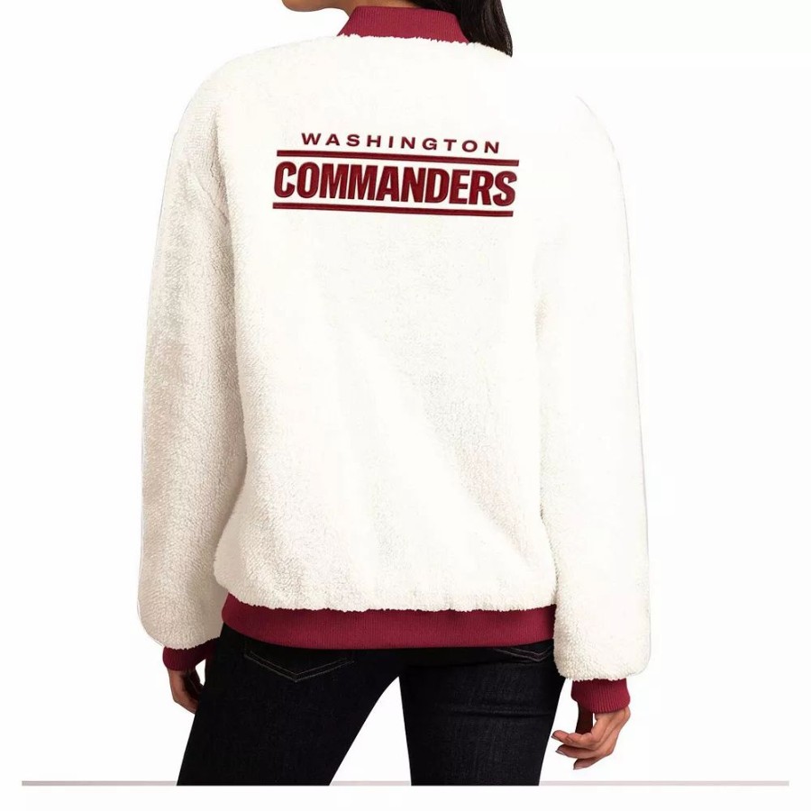 Clothing * | Women'S G-Iii 4Her By Carl Banks Oatmeal/Burgundy Washington Commanders Switchback Reversible Full-Zip Jacket