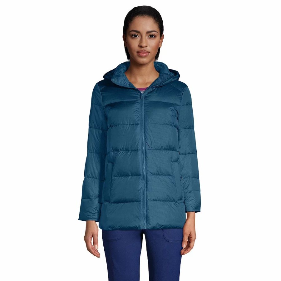 Clothing * | Women'S Lands' End Hooded Channel Down Jacket