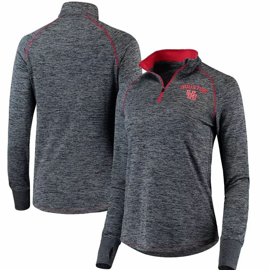 Clothing * | Women'S Colosseum Black Houston Cougars Bikram Quarter-Zip Pullover Jacket