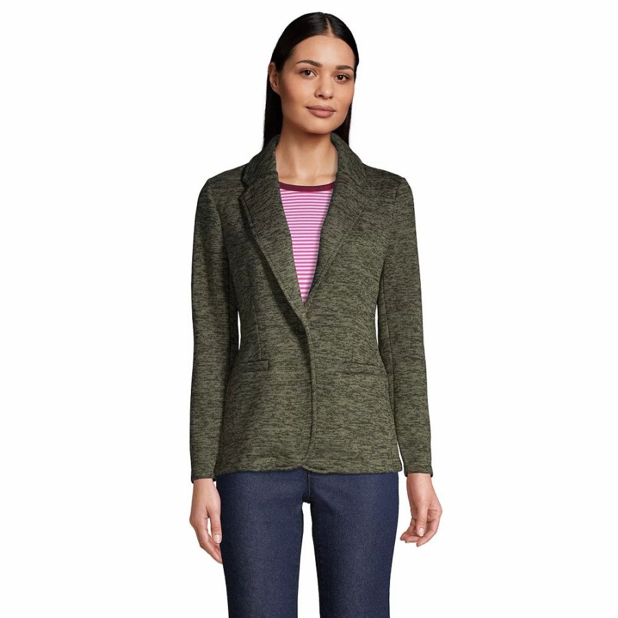 Clothing * | Petite Lands' End Sweater Fleece Blazer