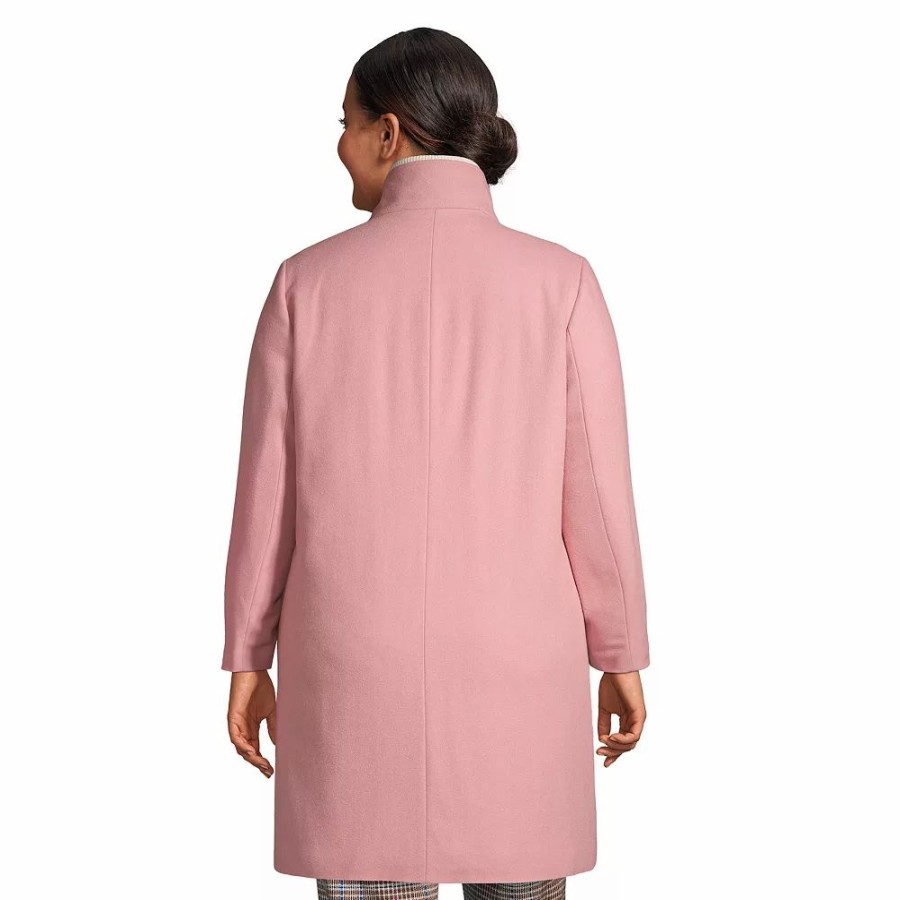 Clothing * | Petite Plus Size Lands' End Insulated Long Wool-Blend Dress Coat Rich Red