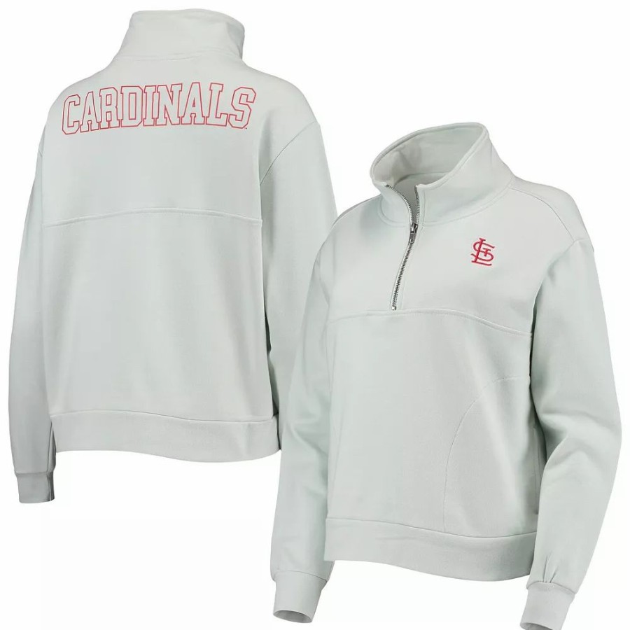 Clothing * | Women'S The Wild Collective Light Blue St. Louis Cardinals Two-Hit Quarter-Zip Pullover Top