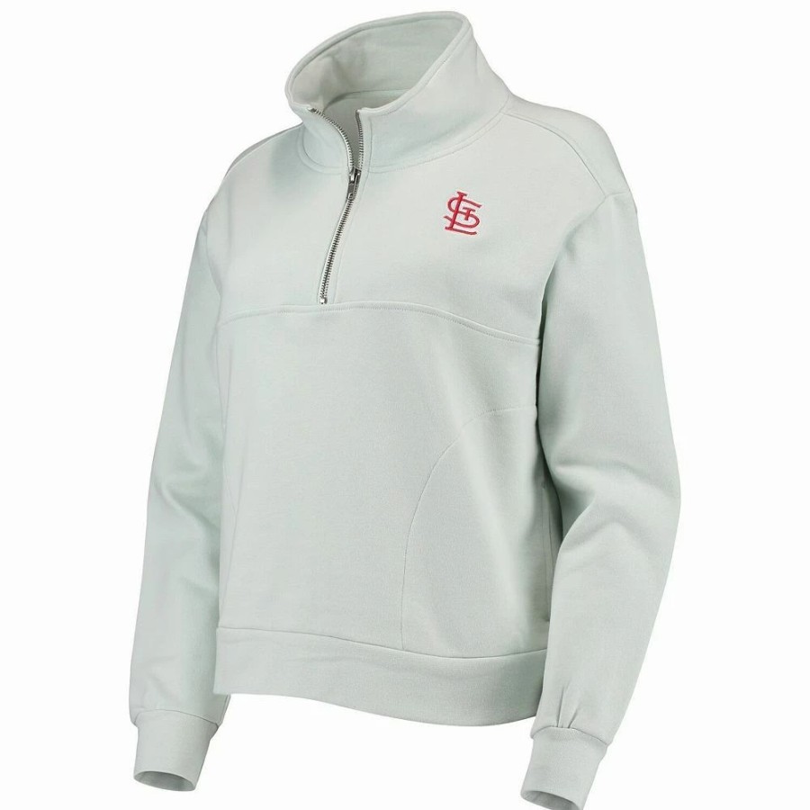 Clothing * | Women'S The Wild Collective Light Blue St. Louis Cardinals Two-Hit Quarter-Zip Pullover Top