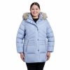 Clothing * | Plus Size London Fog Faux-Fur Hood Snap-Front Puffer Jacket