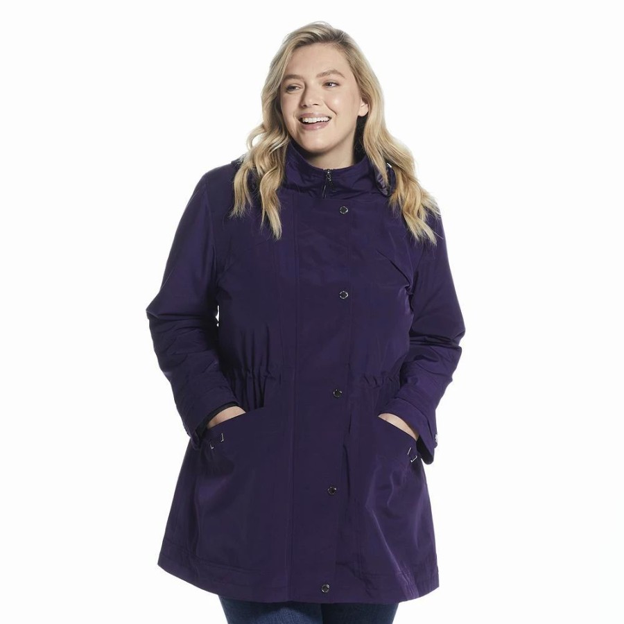 Clothing * | Plus Size Gallery Hooded Lined Rain Jacket