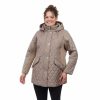 Clothing * | Plus Size London Fog Hooded Quilted Jacket Truffle