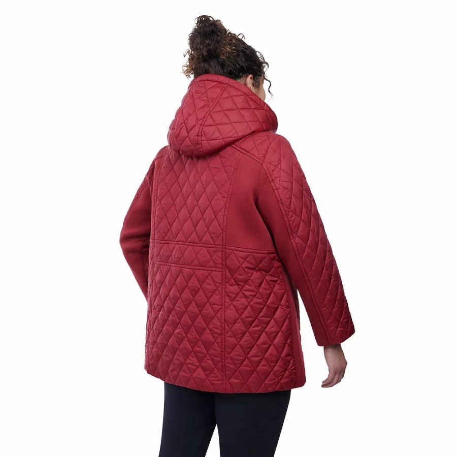 Clothing * | Plus Size London Fog Hooded Quilted Jacket Truffle