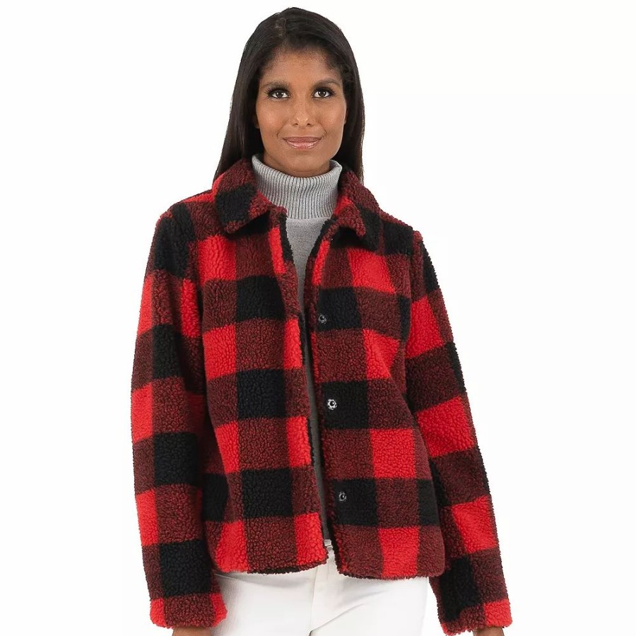 Clothing * | Women'S Fleet Street Plush Sherpa Plaid Jacket