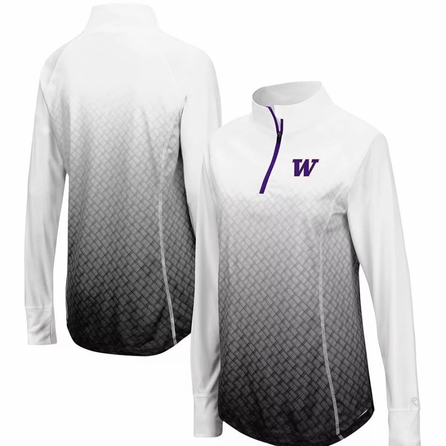 Clothing * | Women'S Colosseum Black Washington Huskies Magic Ombre Quarter-Zip Raglan Jacket