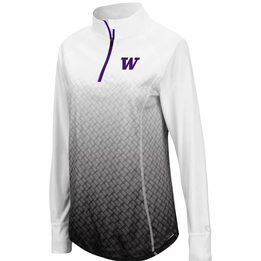 Clothing * | Women'S Colosseum Black Washington Huskies Magic Ombre Quarter-Zip Raglan Jacket