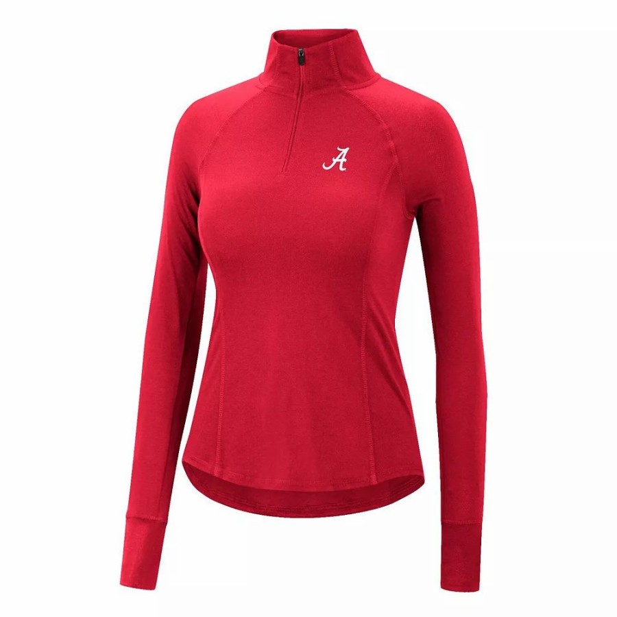 Clothing * | Women'S Colosseum Crimson Alabama Crimson Tide Core Quinn Raglan Quarter-Zip Top