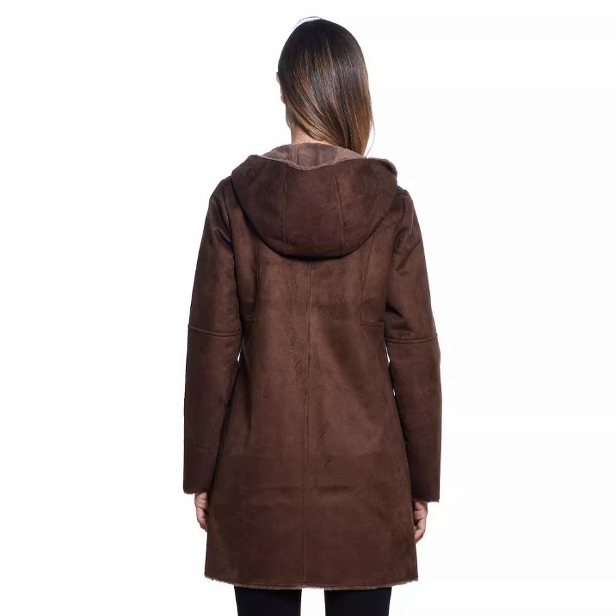 Clothing * | Women'S Gallery Hooded Faux-Suede Coat