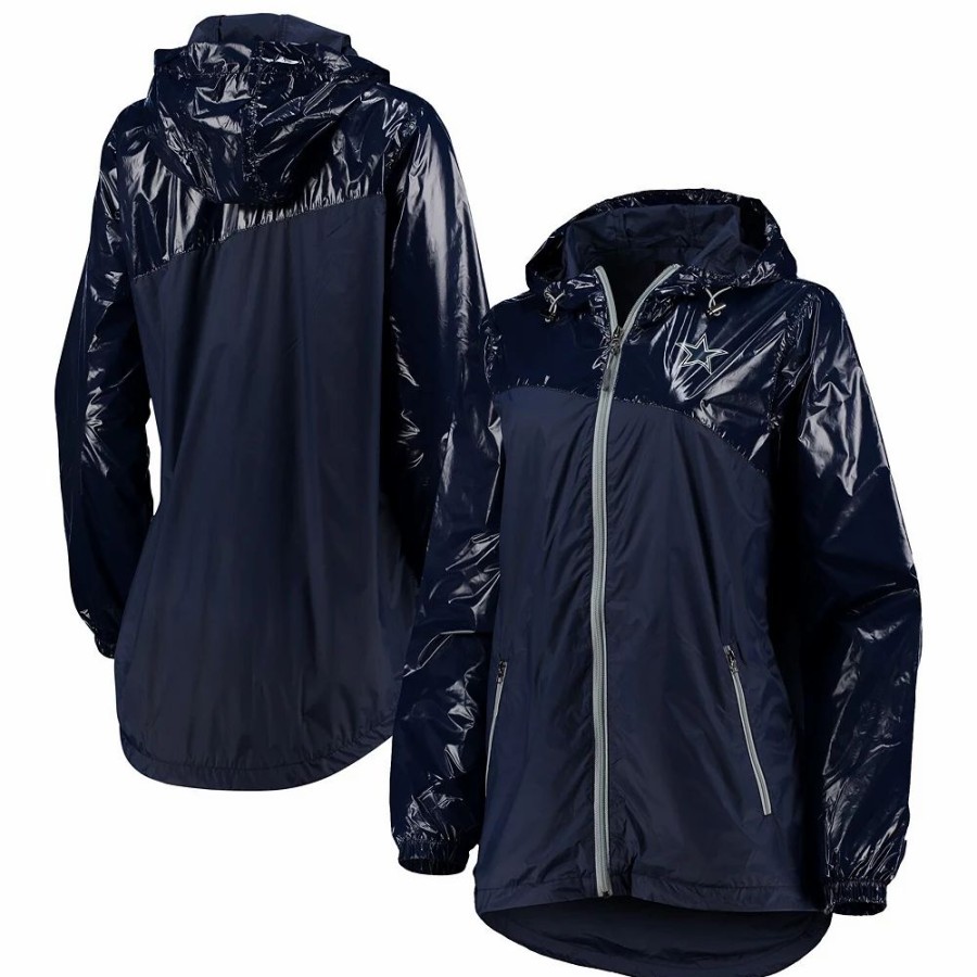 Clothing * | Women'S G-Iii 4Her By Carl Banks Navy Dallas Cowboys Double-Coverage Full-Zip Hoodie Jacket