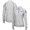 Clothing * | Women'S Colosseum White Lsu Tigers Oht Military Appreciation Officer Arctic Camo 1/4-Zip Jacket