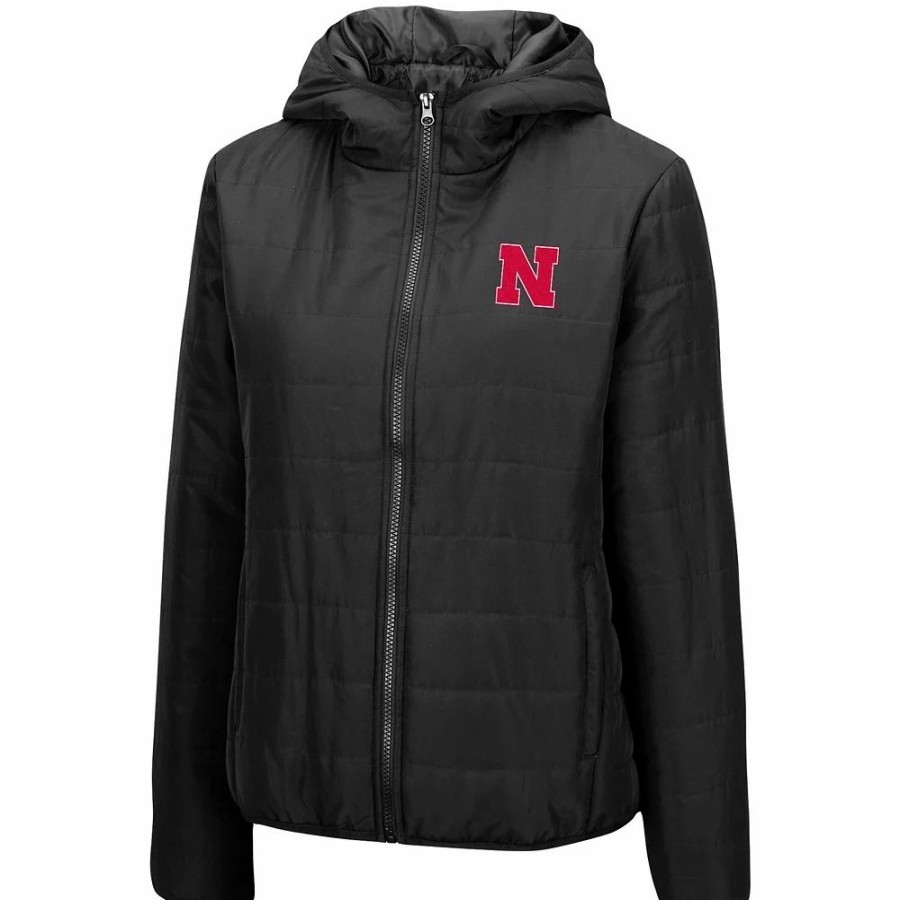 Clothing * | Women'S Colosseum Black Nebraska Huskers Arianna Full-Zip Puffer Jacket