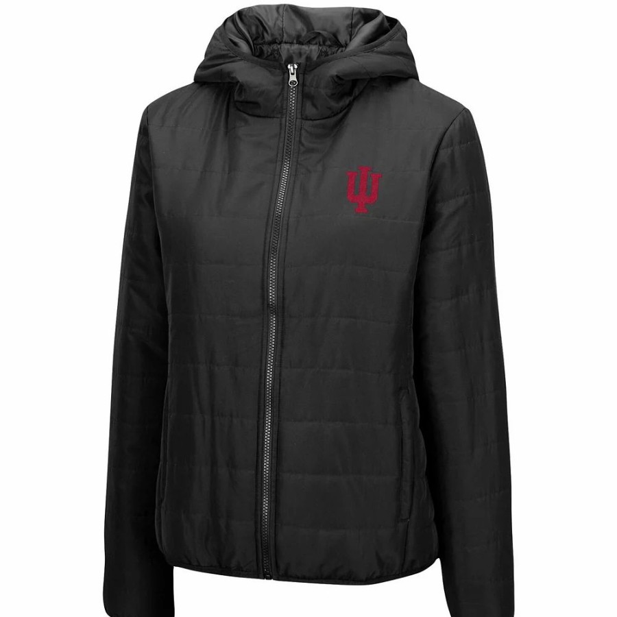 Clothing * | Women'S Colosseum Black Indiana Hoosiers Arianna Full-Zip Puffer Jacket