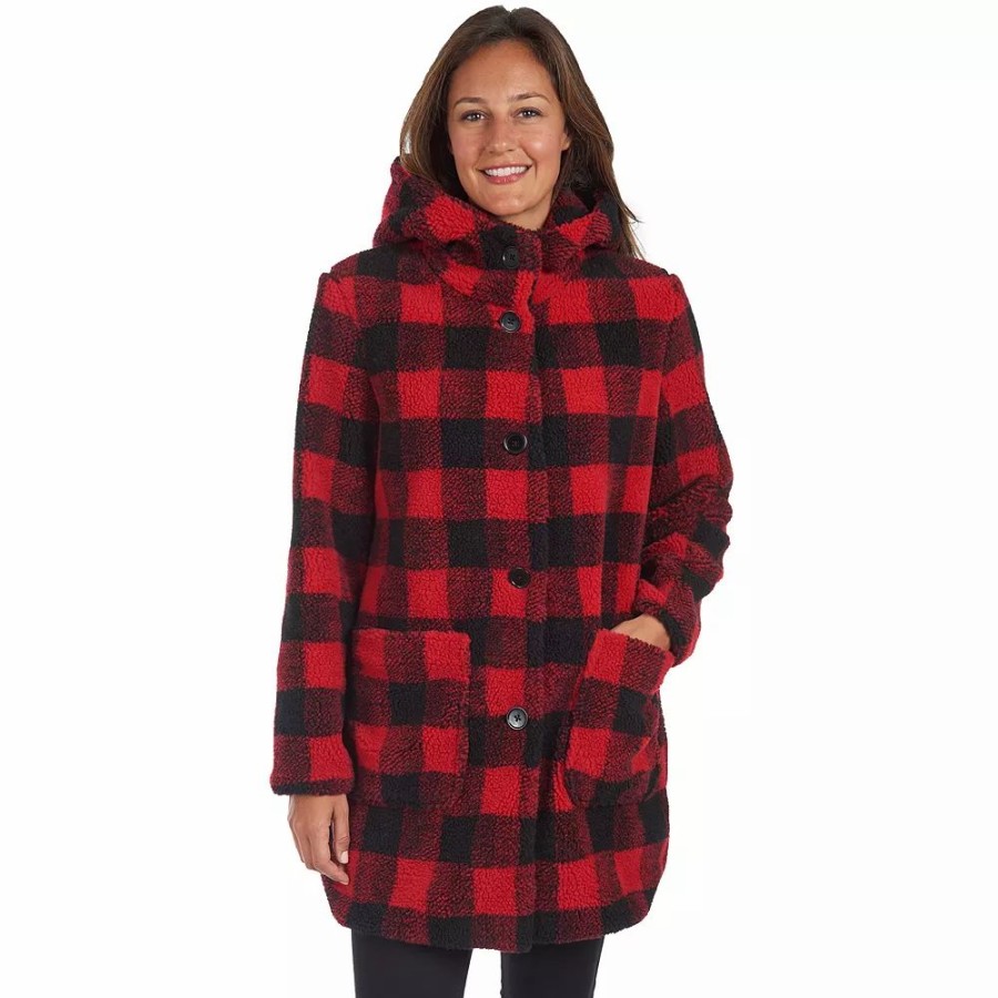 Clothing * | Women'S Fleet Street Plaid Faux Fur Long Coat