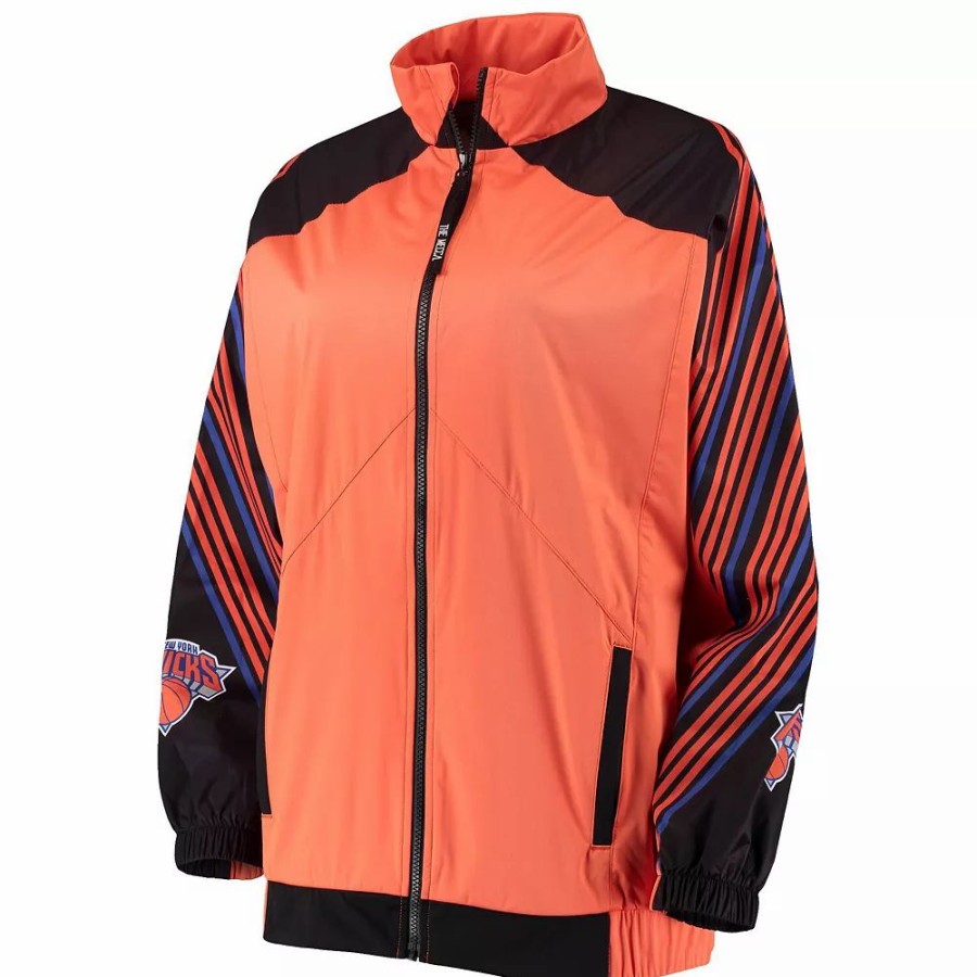 Clothing * | Women'S Qore Orange New York Knicks Throwback Team Full-Zip Windbreaker Jacket