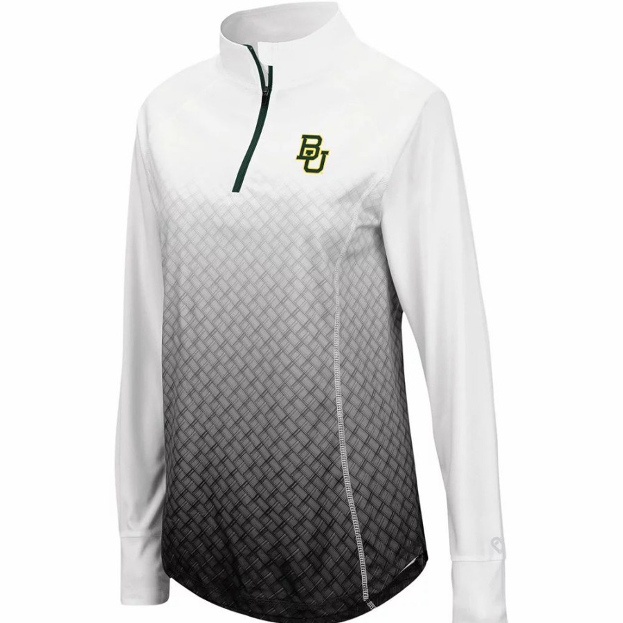 Clothing * | Women'S Colosseum Black Baylor Bears Magic Ombre Quarter-Zip Raglan Jacket