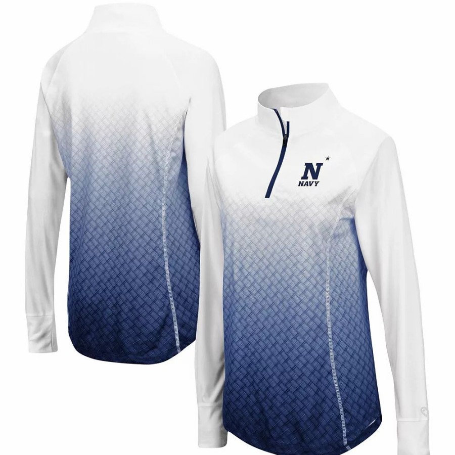 Clothing * | Women'S Colosseum Navy Navy Midshipmen Magic Ombre Quarter-Zip Raglan Jacket