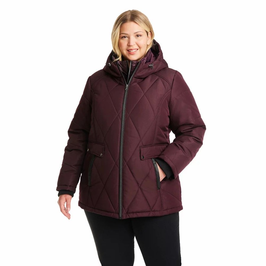 Clothing * | Plus Size D.E.T.A.I.L.S Hood Quilted Jacket