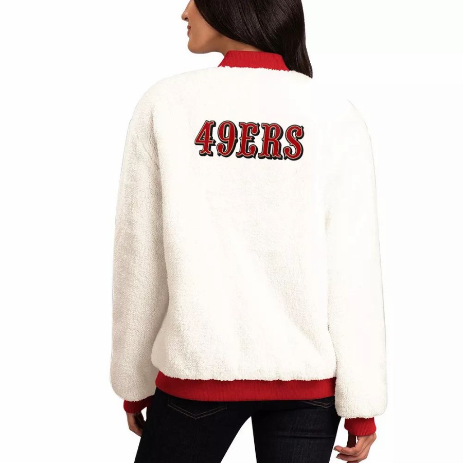 Clothing * | Women'S G-Iii 4Her By Carl Banks Oatmeal/Scarlet San Francisco 49Ers Switchback Reversible Full-Zip Jacket