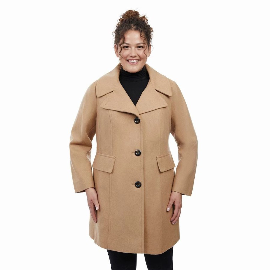 Clothing * | Plus Size London Fog Wool-Blend Peacoat