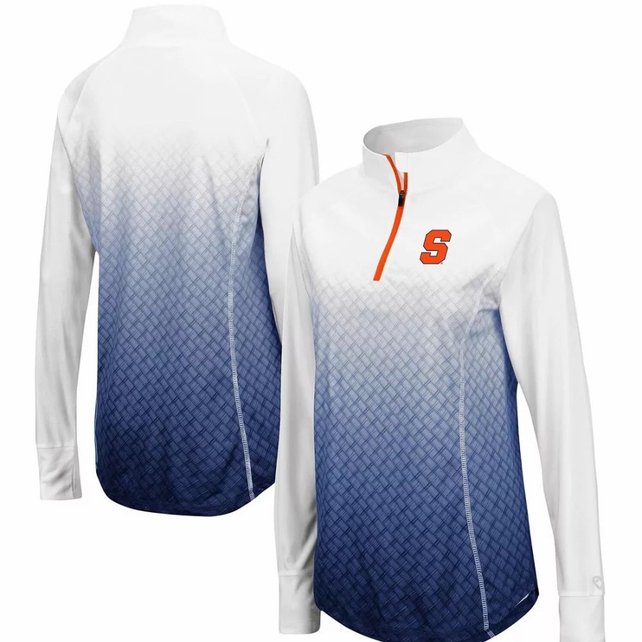 Clothing * | Women'S Colosseum Navy Syracuse Orange Magic Ombre Quarter-Zip Raglan Jacket