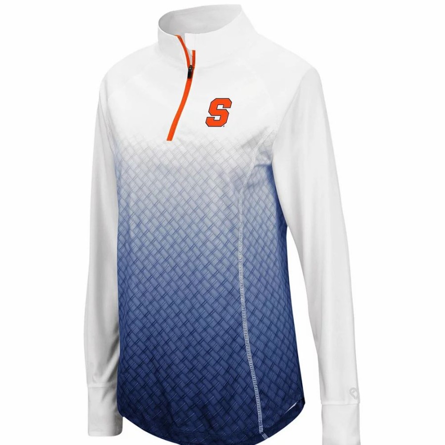 Clothing * | Women'S Colosseum Navy Syracuse Orange Magic Ombre Quarter-Zip Raglan Jacket