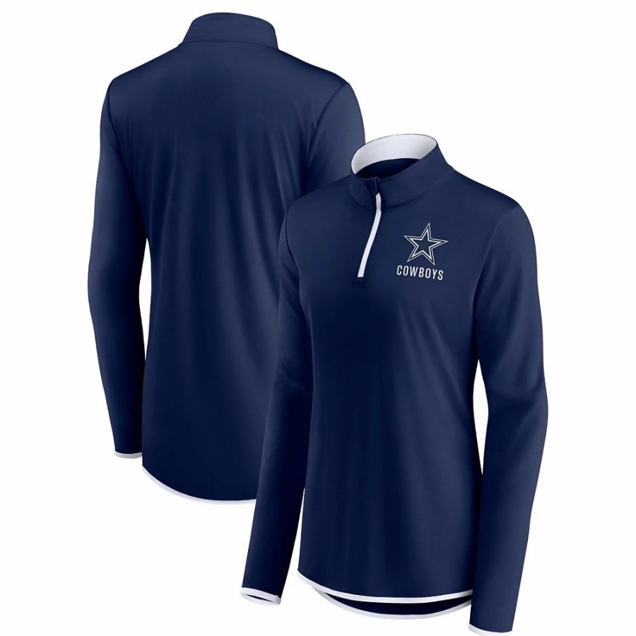 Clothing * | Women'S Fanatics Branded Navy Dallas Cowboys Worth The Drive Quarter-Zip Top