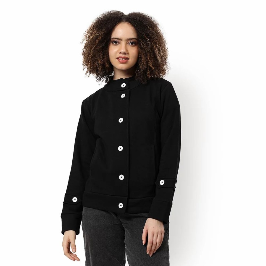 Clothing * | Campus Sutra Women Regular Fit Buttoned Jacket