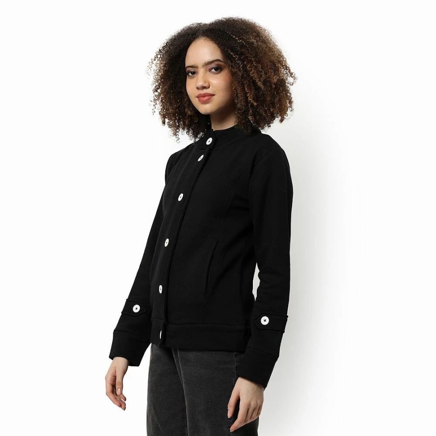 Clothing * | Campus Sutra Women Regular Fit Buttoned Jacket