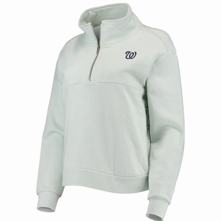 Clothing * | Women'S The Wild Collective Light Blue Washington Nationals Two-Hit Quarter-Zip Pullover Top